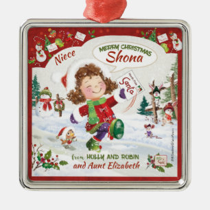 Christmas, Niece, Santa's Letter, Metal Ornament