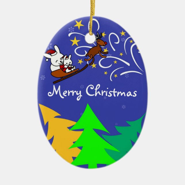 Christmas Night Ceramic Ornament (Front)