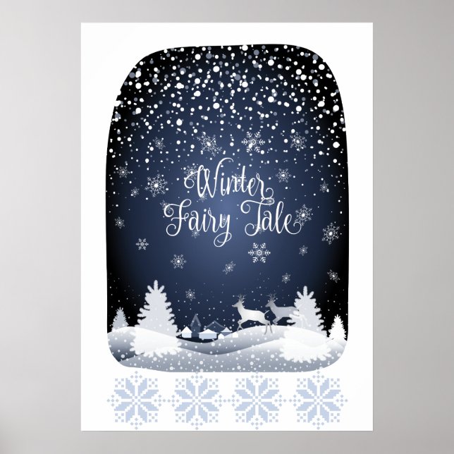 Christmas Night Fairy Tale Fantasy Snowy Forest Poster (Front)
