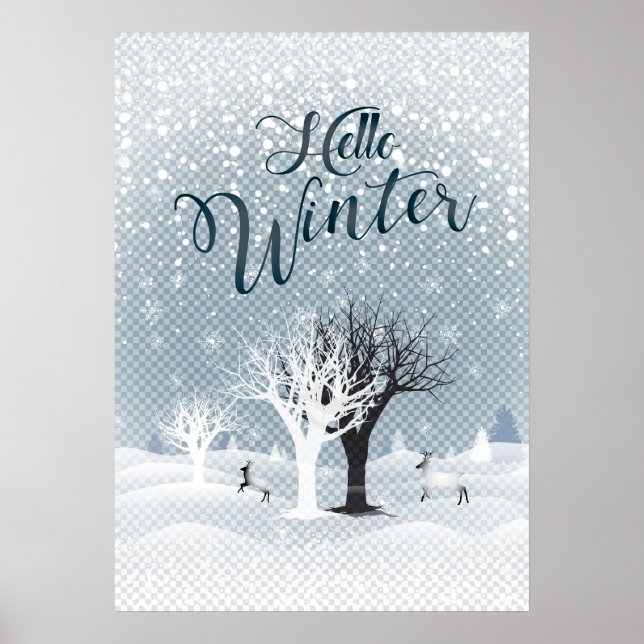 Christmas Night Fairy Tale Fantasy Snowy Forest Poster (Front)