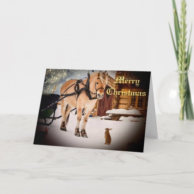 Christmas night farm horse holiday card (Front)