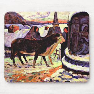 Christmas Night, fine art painting by Gauguin Mouse Pad