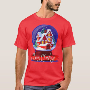 Christmas Night House Snow Globe Funny Merry Xmas T-Shirt