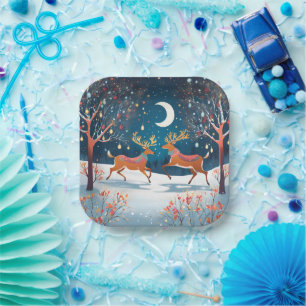 Christmas Night Paper Plate