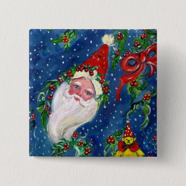 CHRISTMAS NIGHT / SANTA 15 CM SQUARE BADGE (Front)