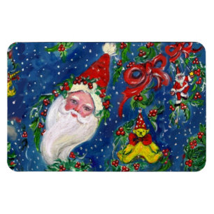 CHRISTMAS NIGHT / SANTA CLAUS AND TOYS, RED BOW MAGNET