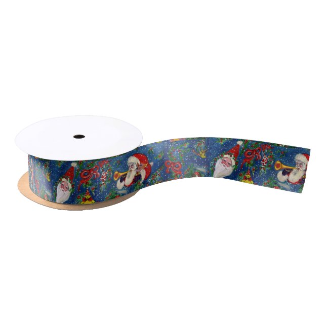 CHRISTMAS NIGHT /SANTA CLAUS BUGLER SATIN RIBBON (Spool)