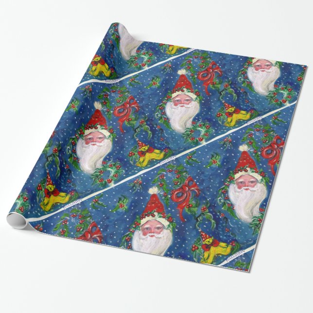 CHRISTMAS NIGHT /SANTA CLAUS WRAPPING PAPER (Unrolled)