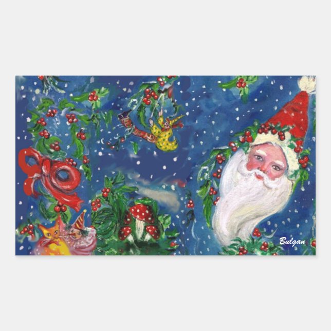 CHRISTMAS NIGHT / SANTA RECTANGULAR STICKER (Front)