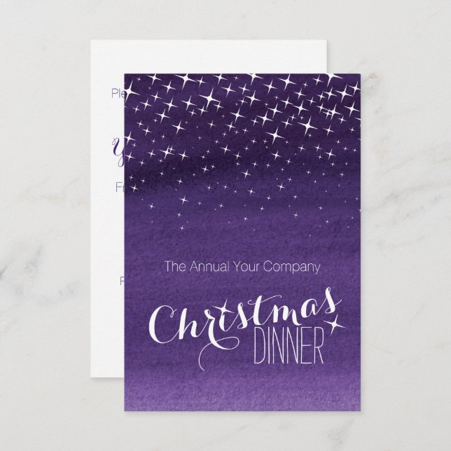Christmas night sky stars party invitation purple (Front/Back)