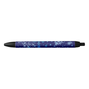 Christmas Night Snowfall Black Ink Pen