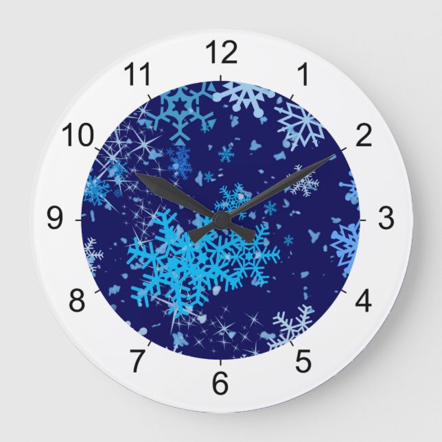 Christmas Night Snowfall Large Clock (Front)