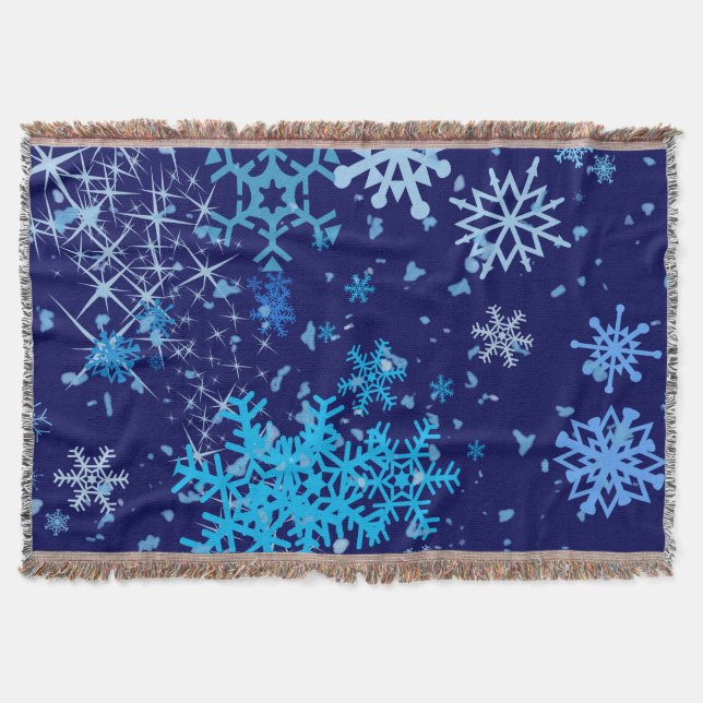 Christmas Night Snowfall Throw Blanket (Front)