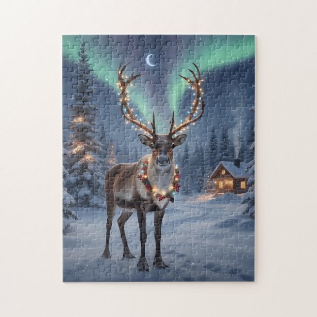 Christmas night with Santa's reindeer Jigsaw Puzzle (Vertical)