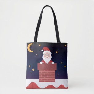 Christmas nightSanta Claus white beard in chimney Tote Bag