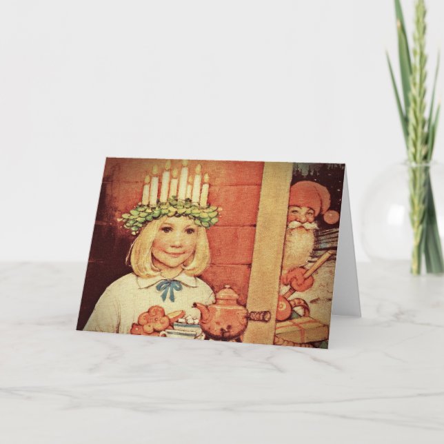 Christmas Nisse and Lucia Day Karin Holiday Card (Front)