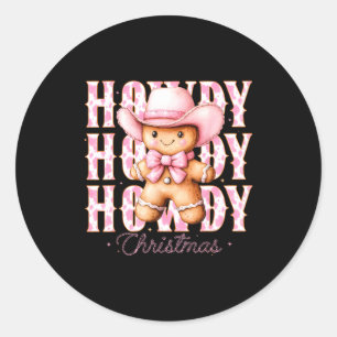 Christmas Nk Gingerbread Cowboy Cowgirl Howdy West Classic Round Sticker