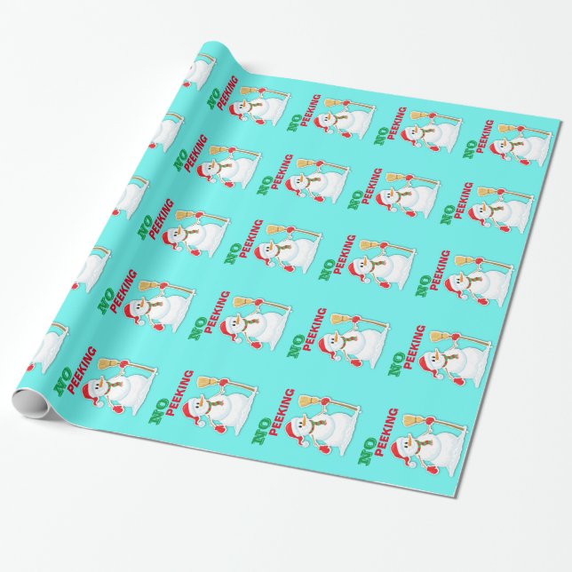 Christmas No Peeking Snowman Gift Wrap (Unrolled)