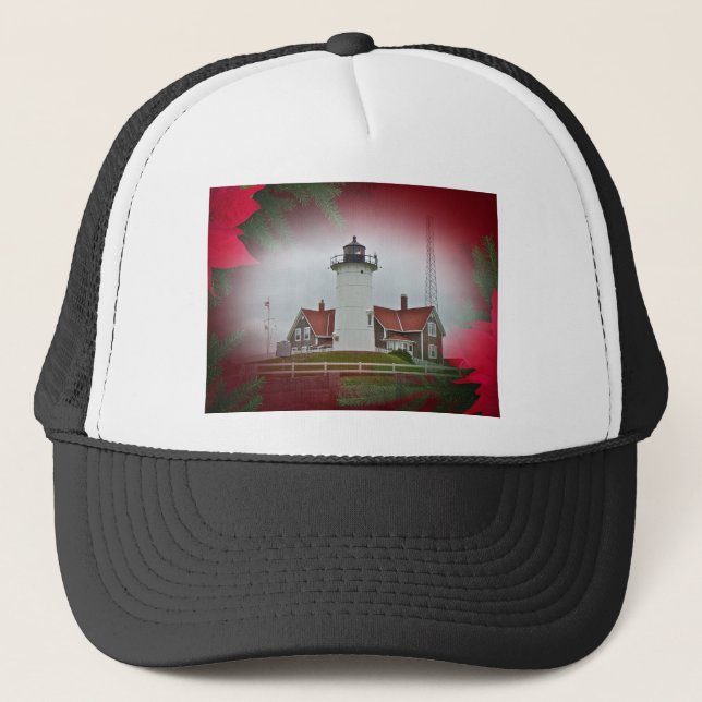 Christmas Nobska Point Lighthouse Trucker Hat (Front)