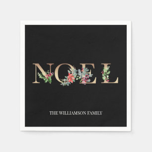 Christmas Noel Greenery Berries Floral Family Napkin