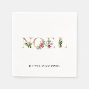 Christmas Noel Greenery Floral Family Napkin