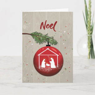 Christmas NOEL Ornament with Manger Card