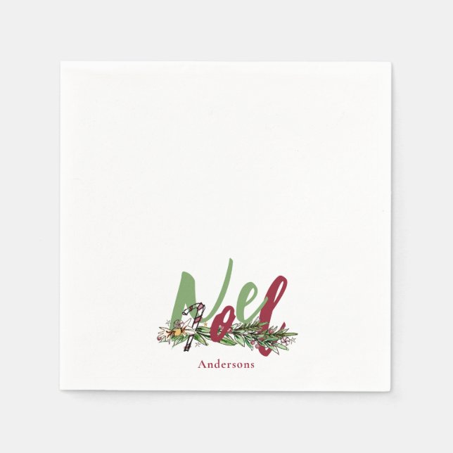 Christmas Noel Personalised Cocktail Napkin (Front)