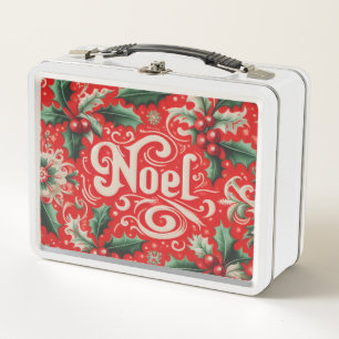 Christmas Noel Red & Green  Metal Lunch Box