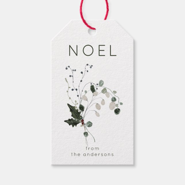 Christmas Noel Rustic Greenery Gift Tags (Front)