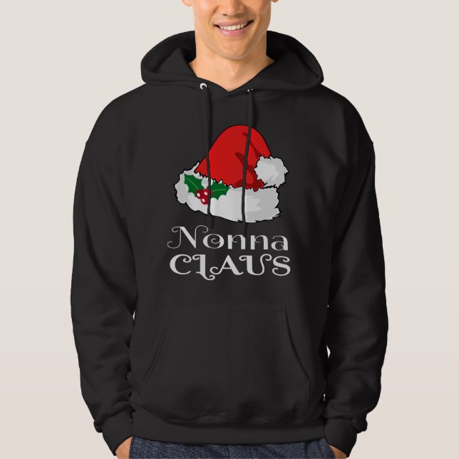 Christmas Nonna Claus Matching Pajama Santa Hat X- Hoodie (Front)