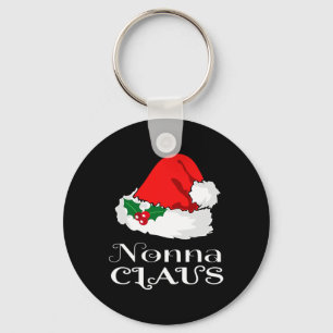 Christmas Nonna Claus Matching Pajama Santa Hat X- Key Ring