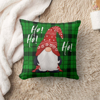 Christmas Nordic Gnome Green Plaid Cushion