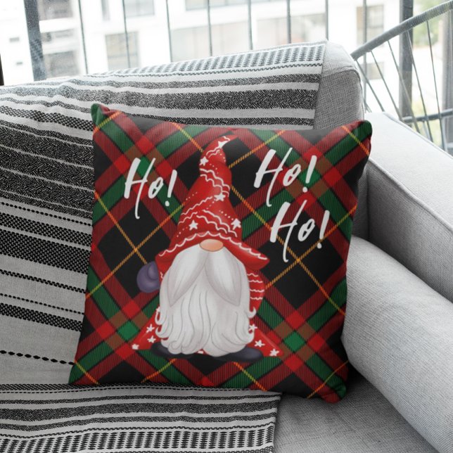 Christmas Nordic Gnome Green Red And Black Plaid  Cushion (Creator Uploaded)