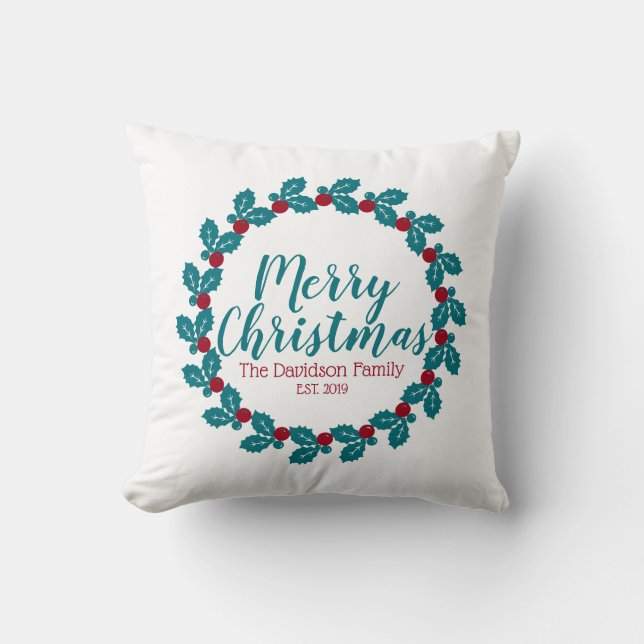 Christmas Nordic Scandia Wreath Personalised Cushion (Front)