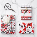 Christmas Nordic Scandinavian Swedish Black Red Wrapping Paper Sheet<br><div class="desc">Christmas Nordic Scandinavian Swedish Black Red Pattern wrapping paper sheets from Ricaso - a stunning wrapping paper set</div>