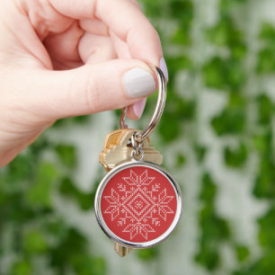 Christmas nordic snowflake embroidery craft art key ring