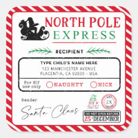 Christmas North Pole Express Address Shipping