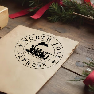 Christmas North Pole Express Train Monogram Rubber Stamp