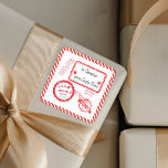 Christmas North Pole Mail Delivery From Santa Square Sticker<br><div class="desc">Are you a good little boy or girl? Send a little holiday spirit and gifts with the North Pole delivery sticker.</div>