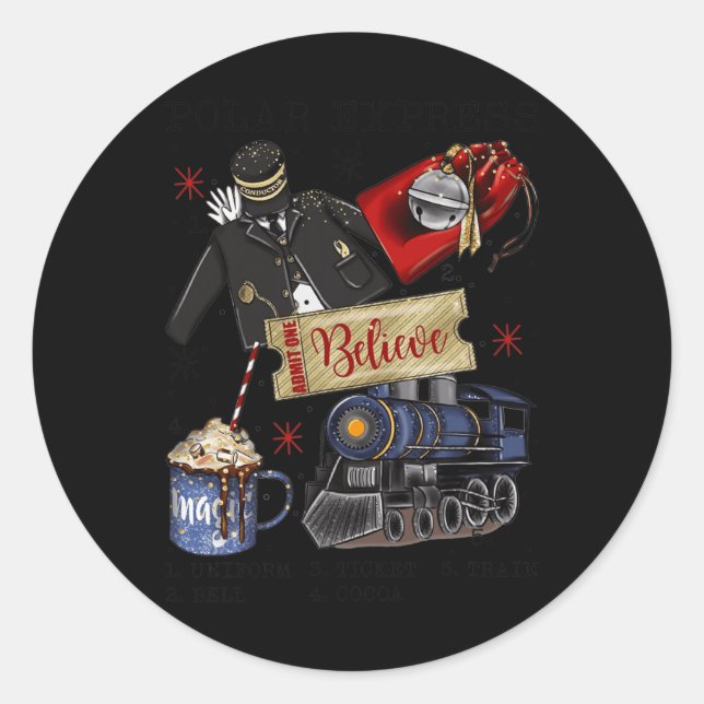 Christmas North Pole Polar Express All Abroad Xmas Classic Round Sticker (Front)