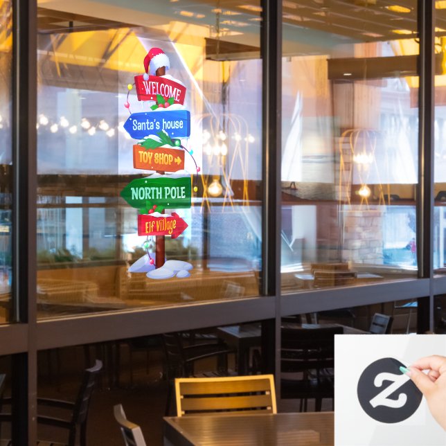 Christmas North Pole Sign Board Window Cling (Restaurant Window)
