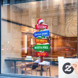 Christmas North Pole Sign Board Window Cling