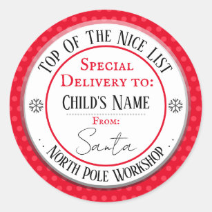 Christmas North Pole Workshop Custom Name Classic Classic Round Sticker