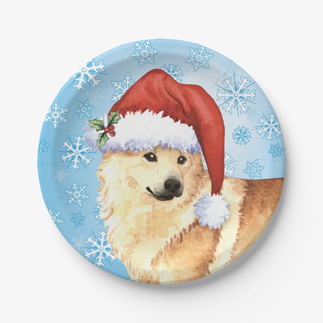 Christmas Norwegian Buhund Paper Plate (Front)