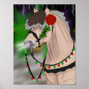 Christmas Norwegian Fjord Horse Poster