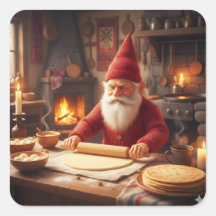 Christmas Norwegian Nisse Making Lefse, Stickers