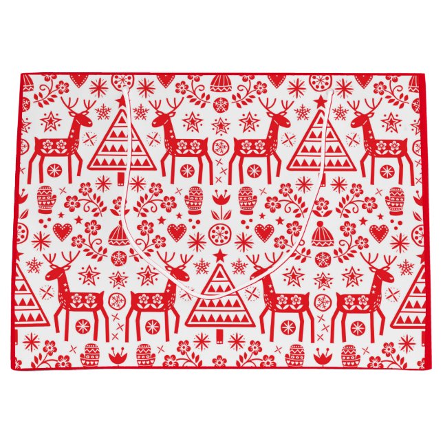 CHRISTMAS NORWEGIAN REINDEER PATTERN GIFT BAG (Front)