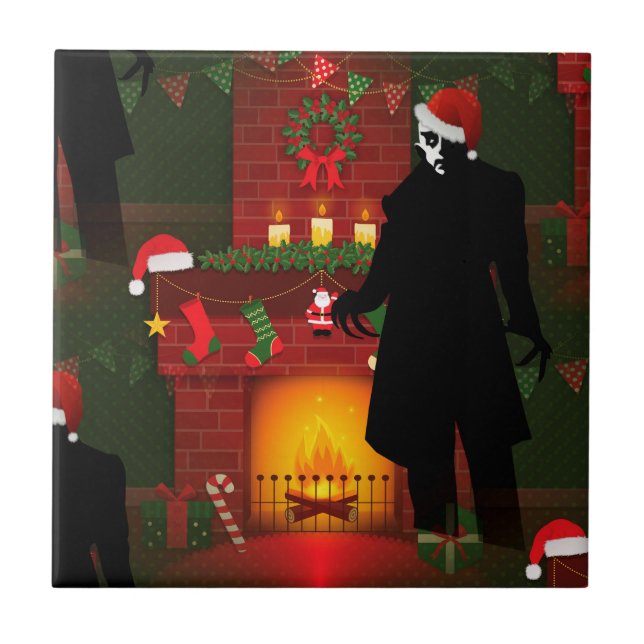 christmas nosferatu ceramic tile (Front)