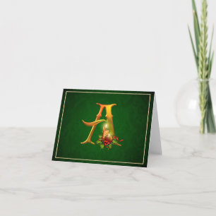 Christmas Notecard glowing lit candles initial A