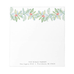 Christmas Notepads Watercolor Red & Green Berries
